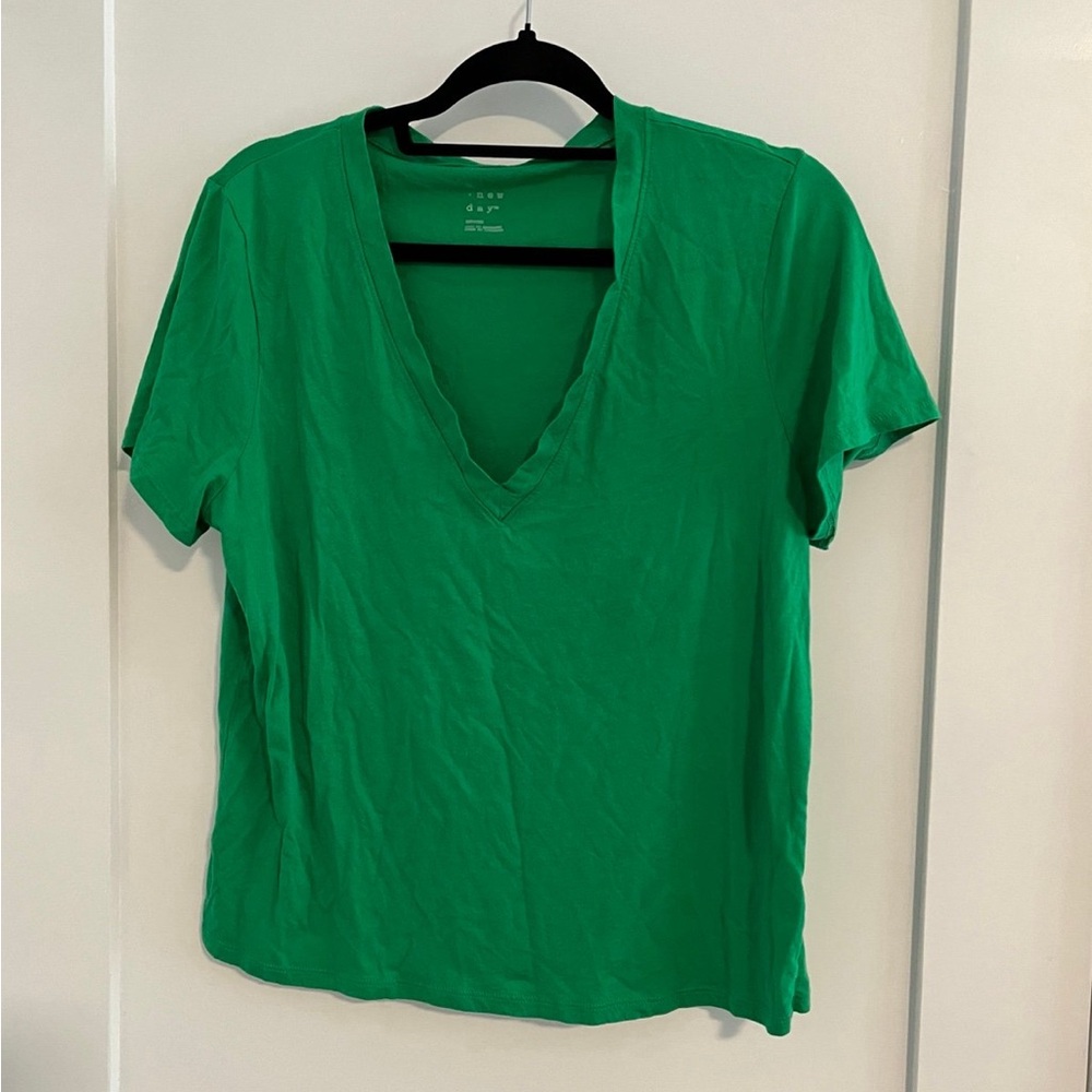 Green V Neck Tee